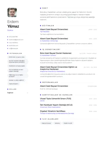 Doktor Cv Örnekleri cv indir